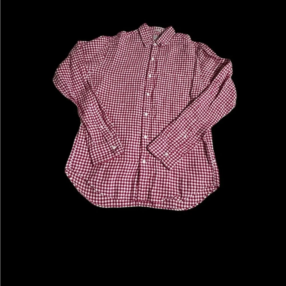 J. Crew Red and White Checkered Casual Shirt